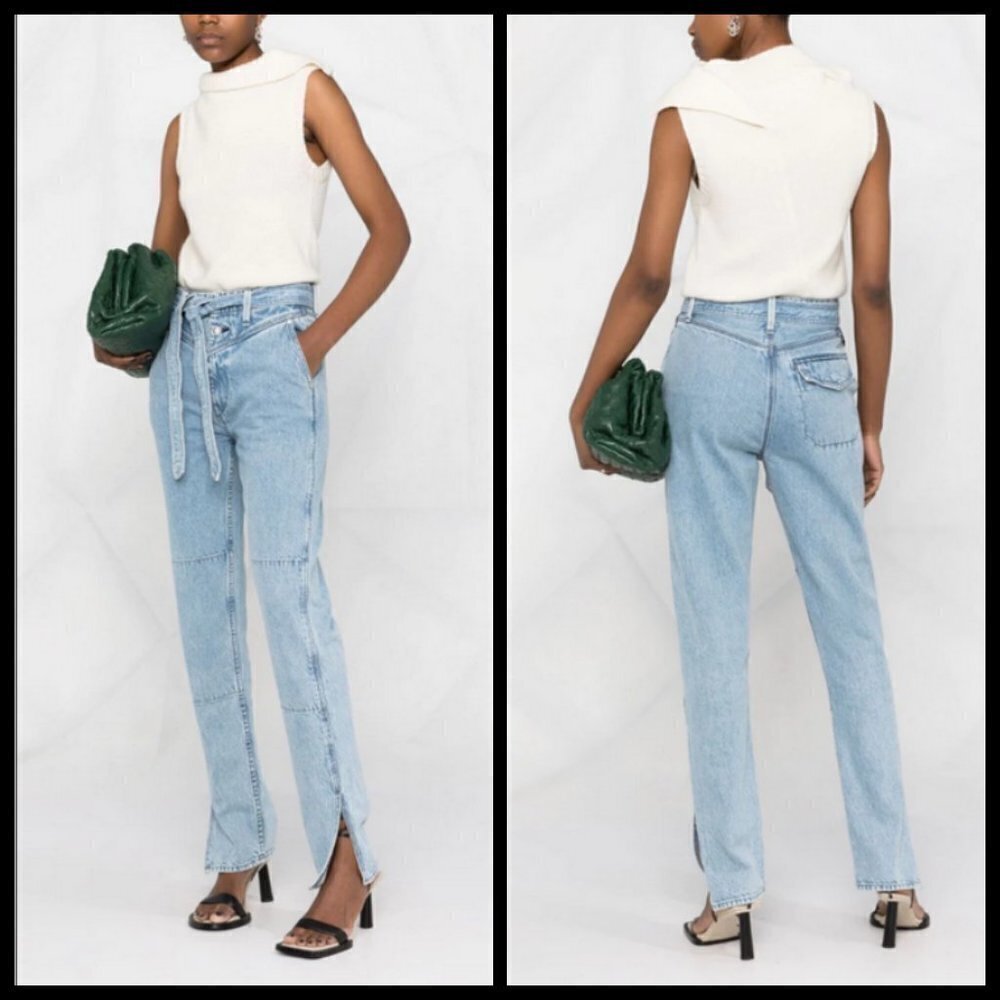 Rag & Bone Mia Yoke High Waisted Belted Paneled Jeans ~ Clean Lou 31 Nwt